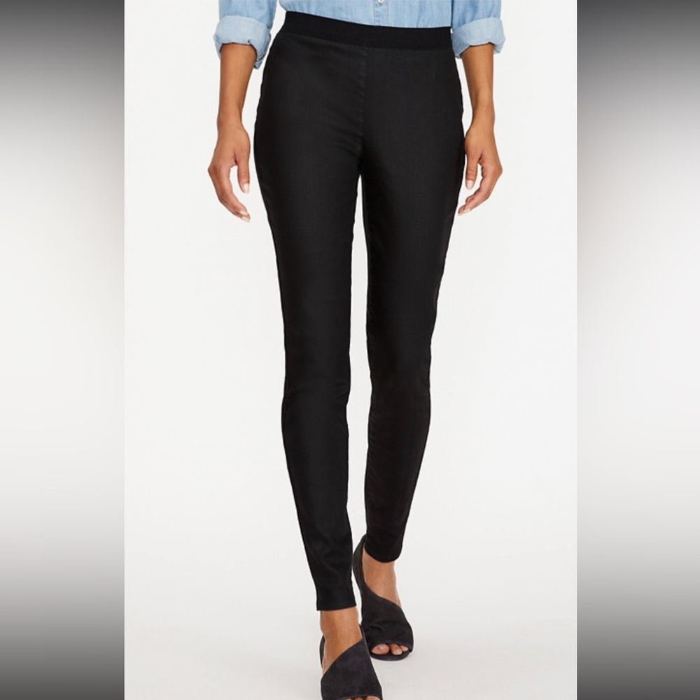 Eileen Fisher Coated Organic Cotton Stretchy Black Denim Leggings Size S/P